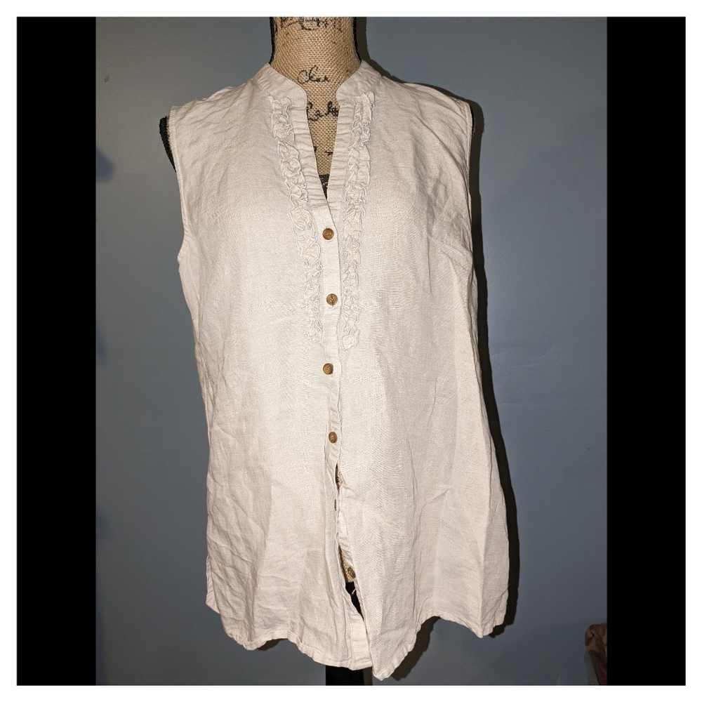 Van Heusen Linen Blend Sleeveless blouse size large
